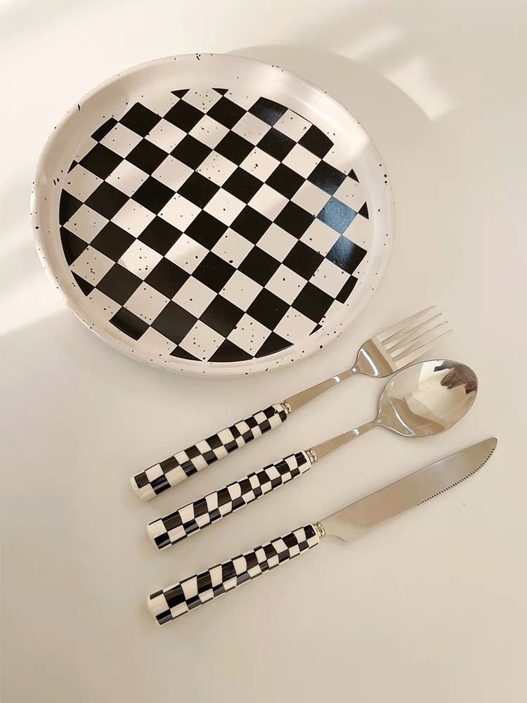 6 - Pack Modern Checkered Flatware Sets ( 4 / count )