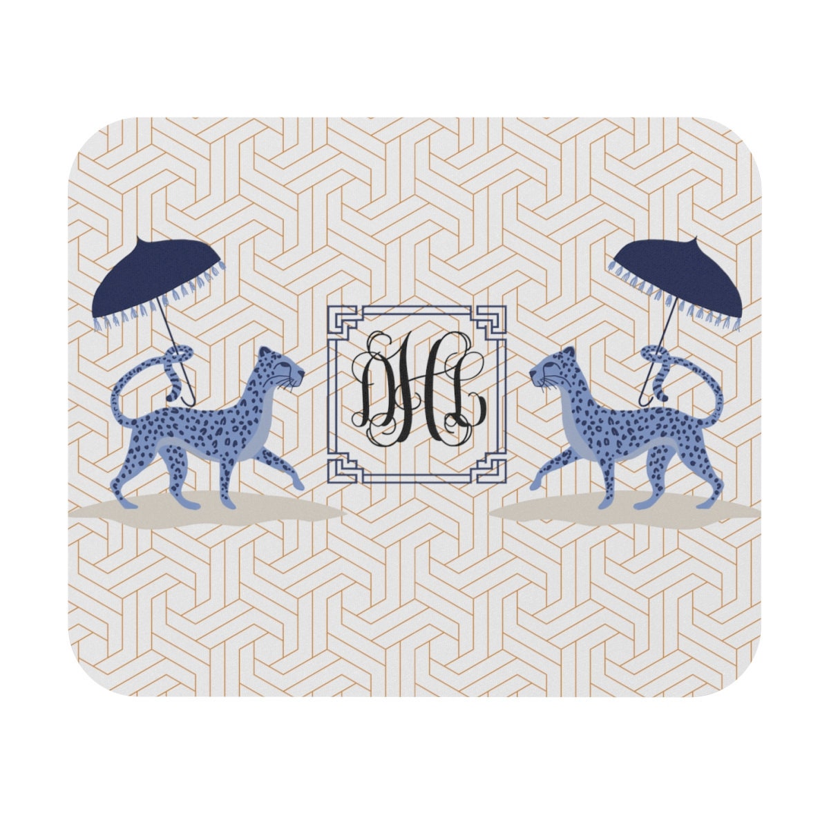 Chinoiserie Monogrammed Mouse Pad, Chinoiserie Gift for Her, Grandmillenial Personalized Gift