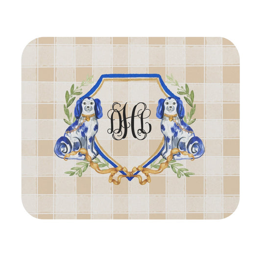 Chinoiserie Monogrammed Mouse Pad, Chinoiserie Gift for Her, Grandmillenial Personalized Gift