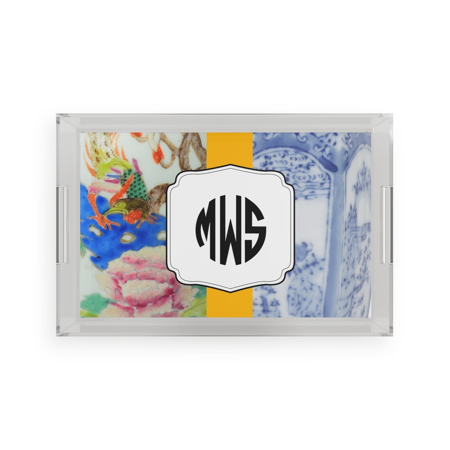 Chinoiserie Customized Monogram Acrylic Serving Tray