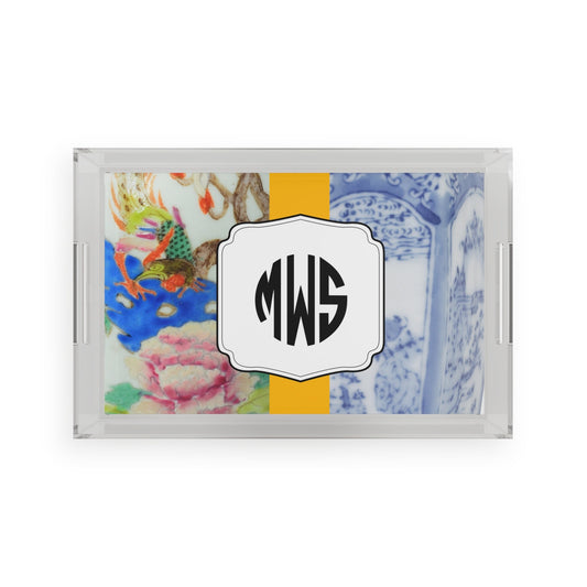 Chinoiserie Customized Monogram Acrylic Serving Tray