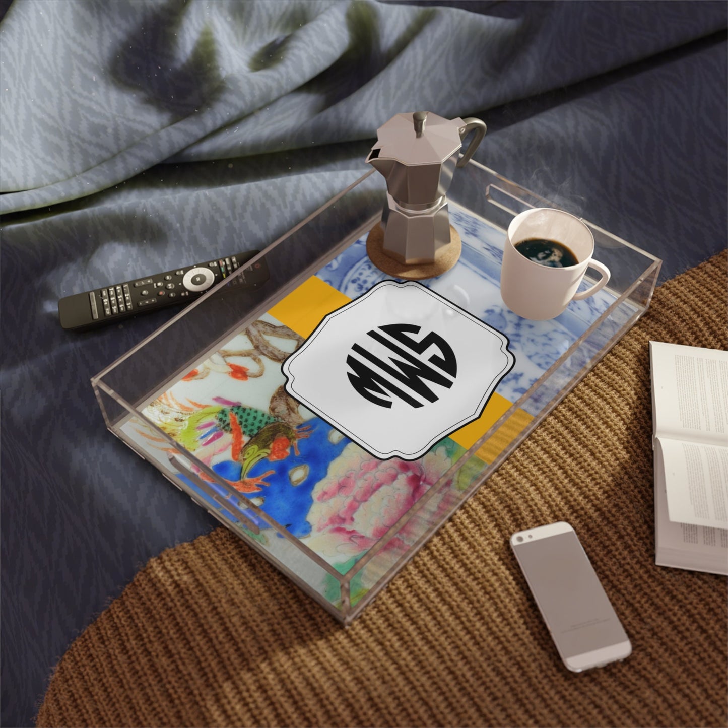 Chinoiserie Customized Monogram Acrylic Serving Tray