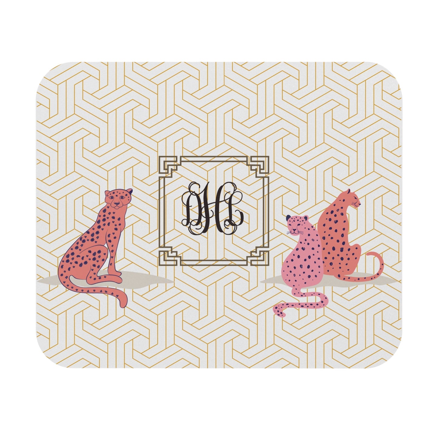 Personalized Chinoiserie Style Mouse Pad, Cheetah Style Mouse Pad, Personalized Gift for Her, Preppy Gift for Her, grandmillenial