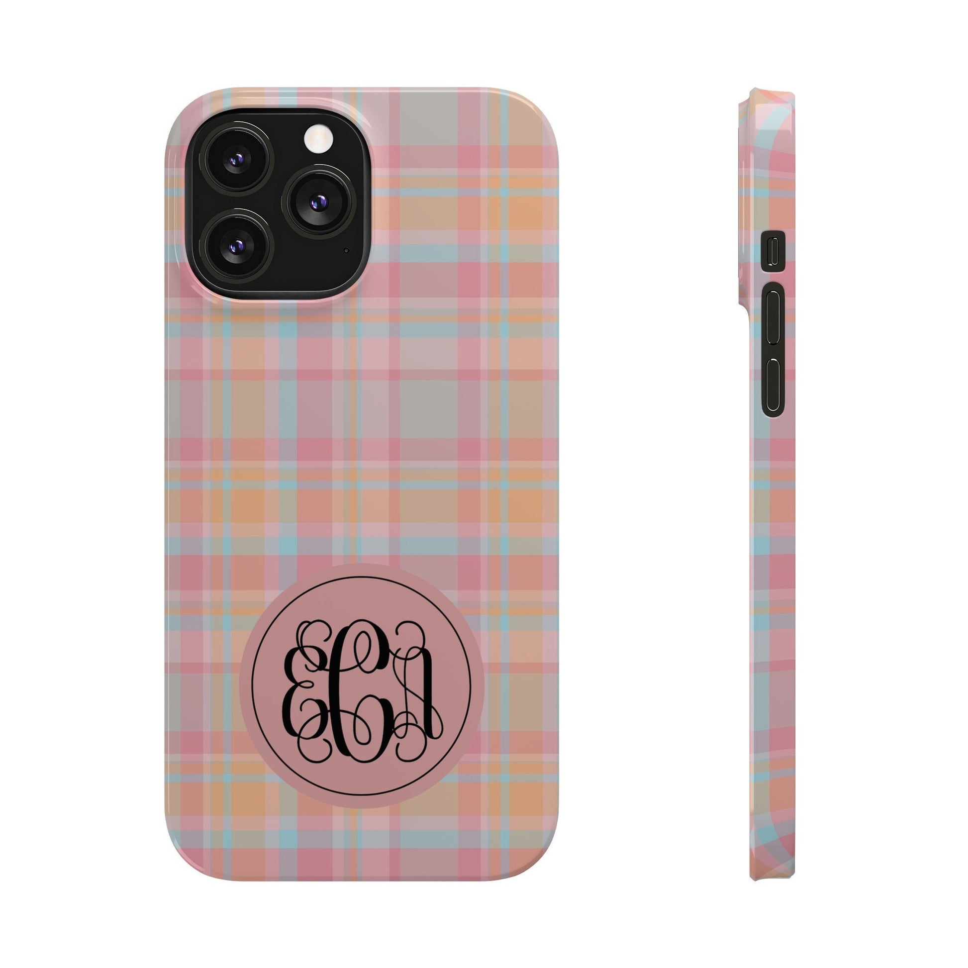 Preppy Personalized Slim Phone Cases, Gift for Her, Mongrammed Gift for Friend, Preppy Gift