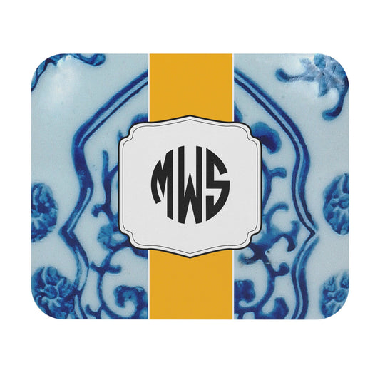 Personalized Chinoiserie Style Mouse Pad Blue and White Grandmillimeal Aesthetic