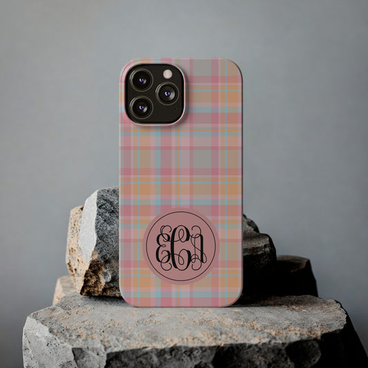 Preppy Personalized Slim Phone Cases, Gift for Her, Mongrammed Gift for Friend, Preppy Gift