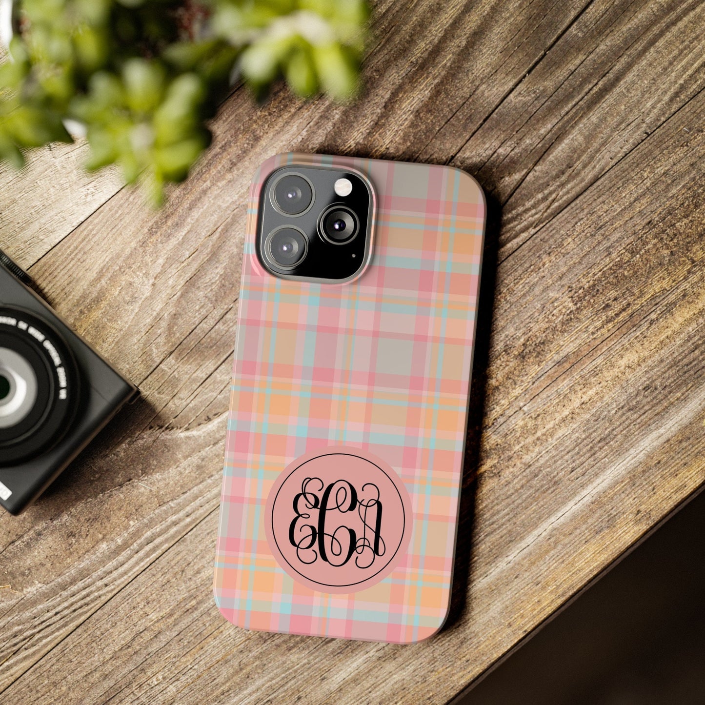 Preppy Personalized Slim Phone Cases, Gift for Her, Mongrammed Gift for Friend, Preppy Gift