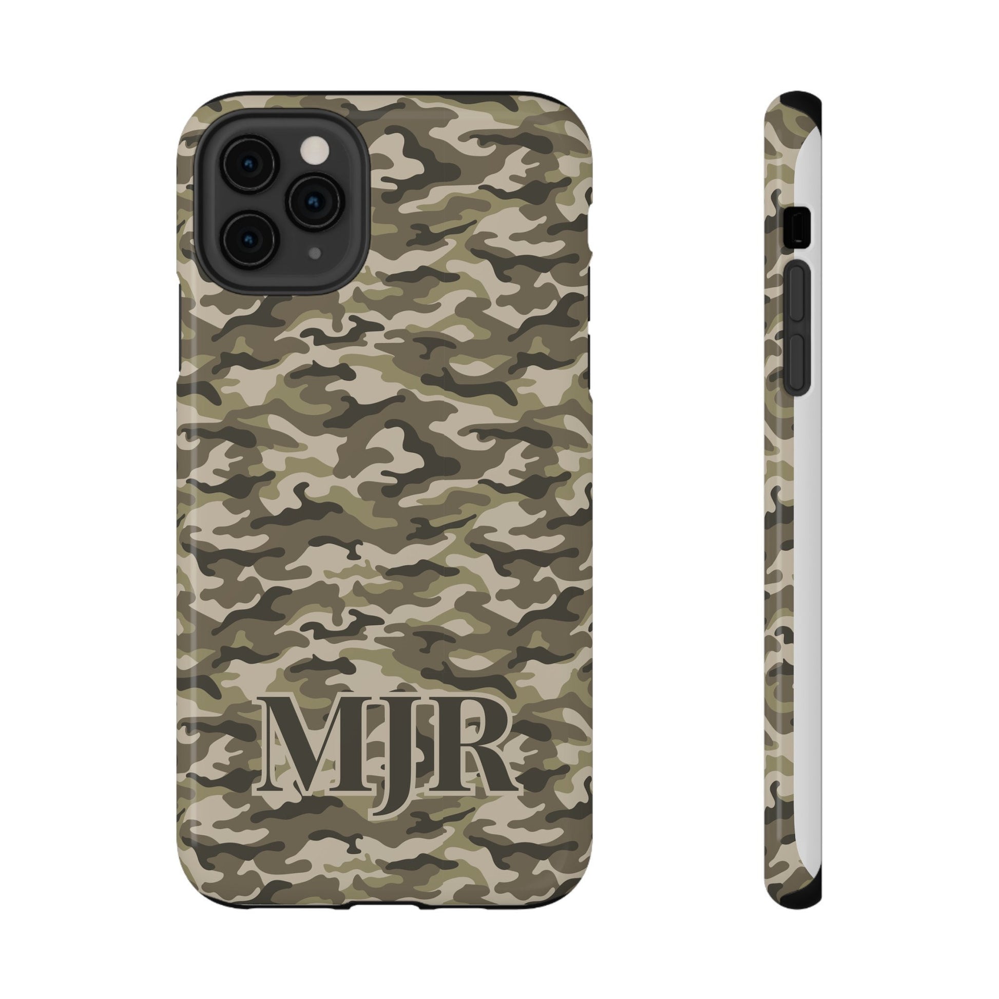 Monogrammed Camo Design IPhone Impact-Resistant Cases, Personalized Gift for Him, Gift for Dad, Gift for Father's Day