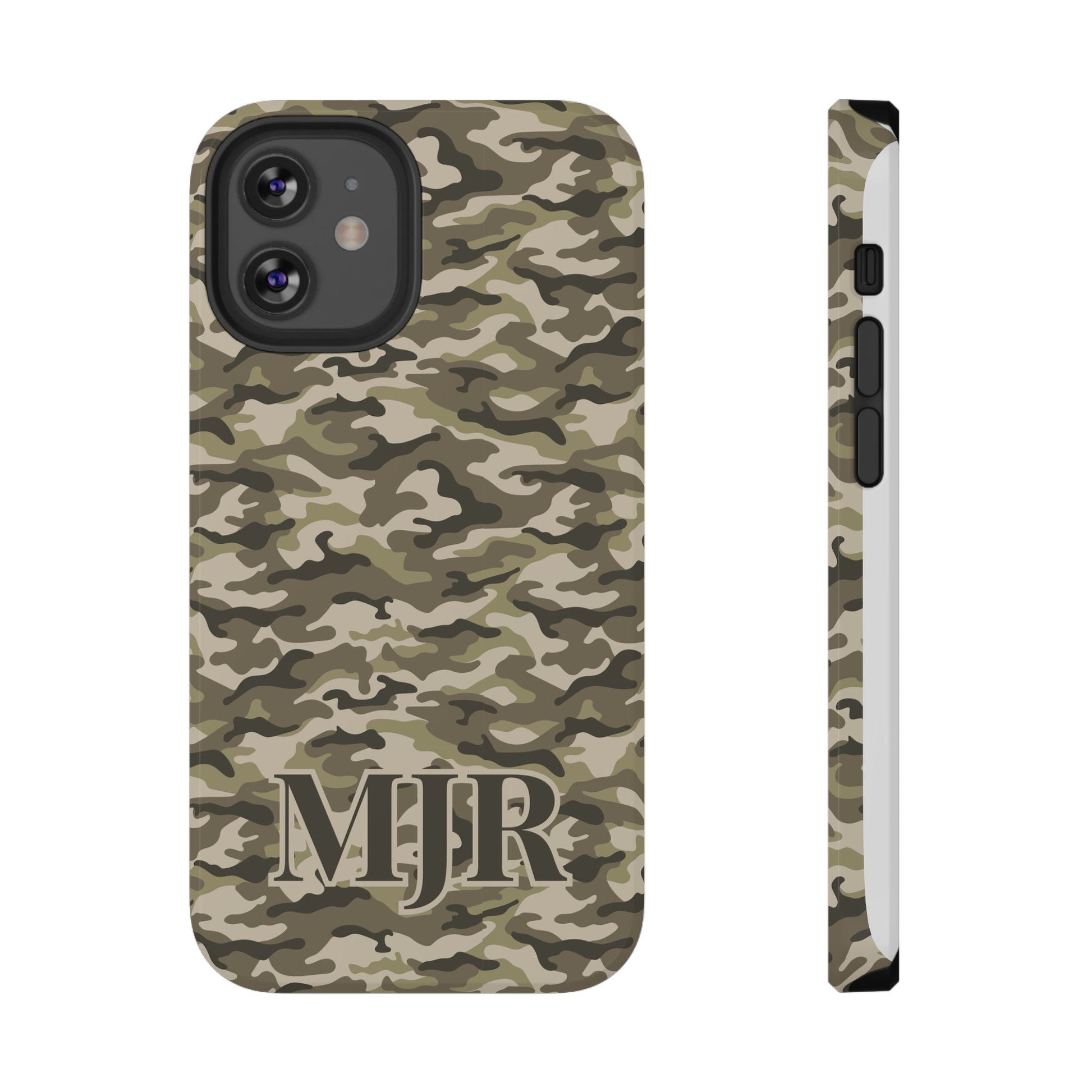 Monogrammed Camo Design IPhone Impact-Resistant Cases, Personalized Gift for Him, Gift for Dad, Gift for Father's Day