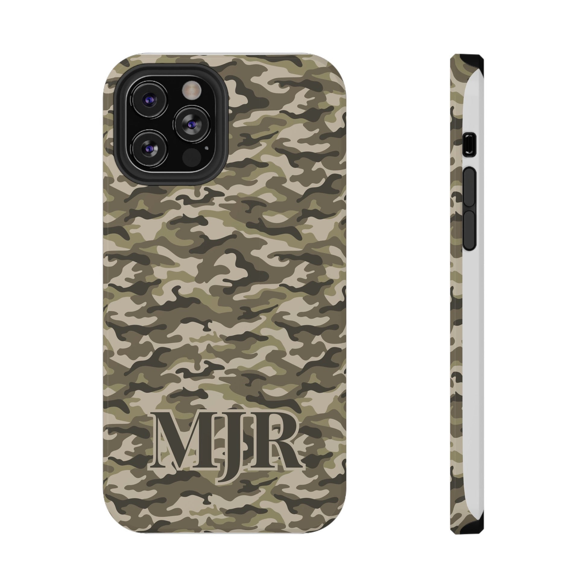 Monogrammed Camo Design IPhone Impact-Resistant Cases, Personalized Gift for Him, Gift for Dad, Gift for Father's Day