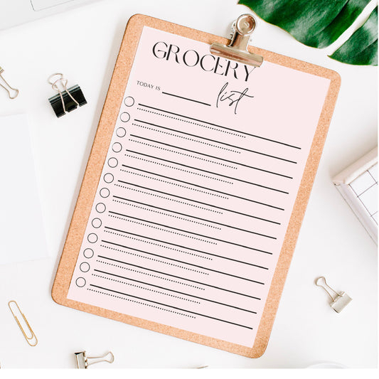 Clean Minimalist Grocery To-Do List Digital Download