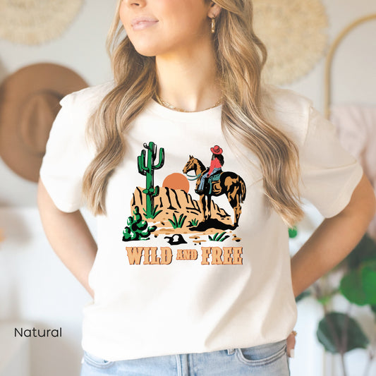 Wild and Free T Shirt, Western Graphic Tee, Cowgirl T-Shirt, Desert Girl T Shirt, Desert Dreaming T Shirt, Cute Western Tee