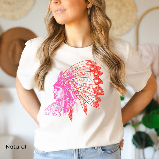 Native American T-Shirt, Indigenous People tee Shirt, Indian Tee, Native American Headdress T Shirt, Boho Tee,