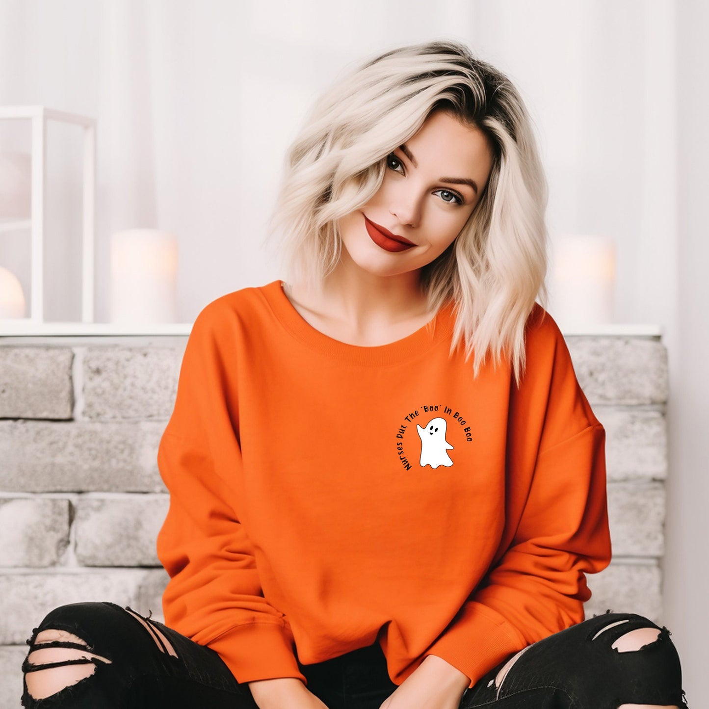 Cute Nurse Halloween Graphic Sweatshirt - New Fall Boo Boo Nurse Shirt