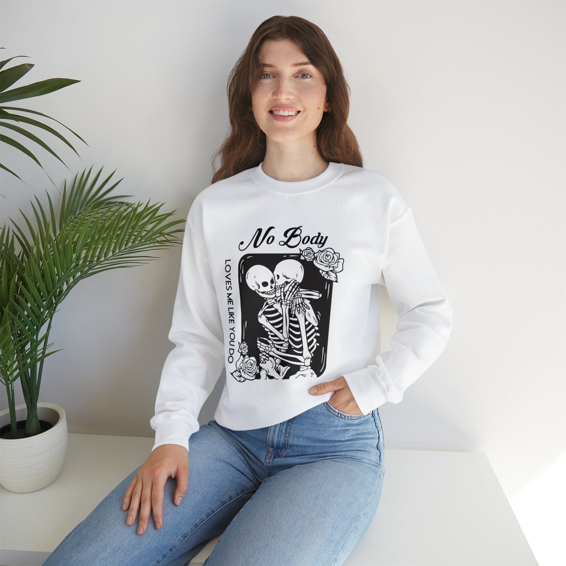 No Body Funny Halloween Skeleton Shirt Cute Fall Sweatshirt